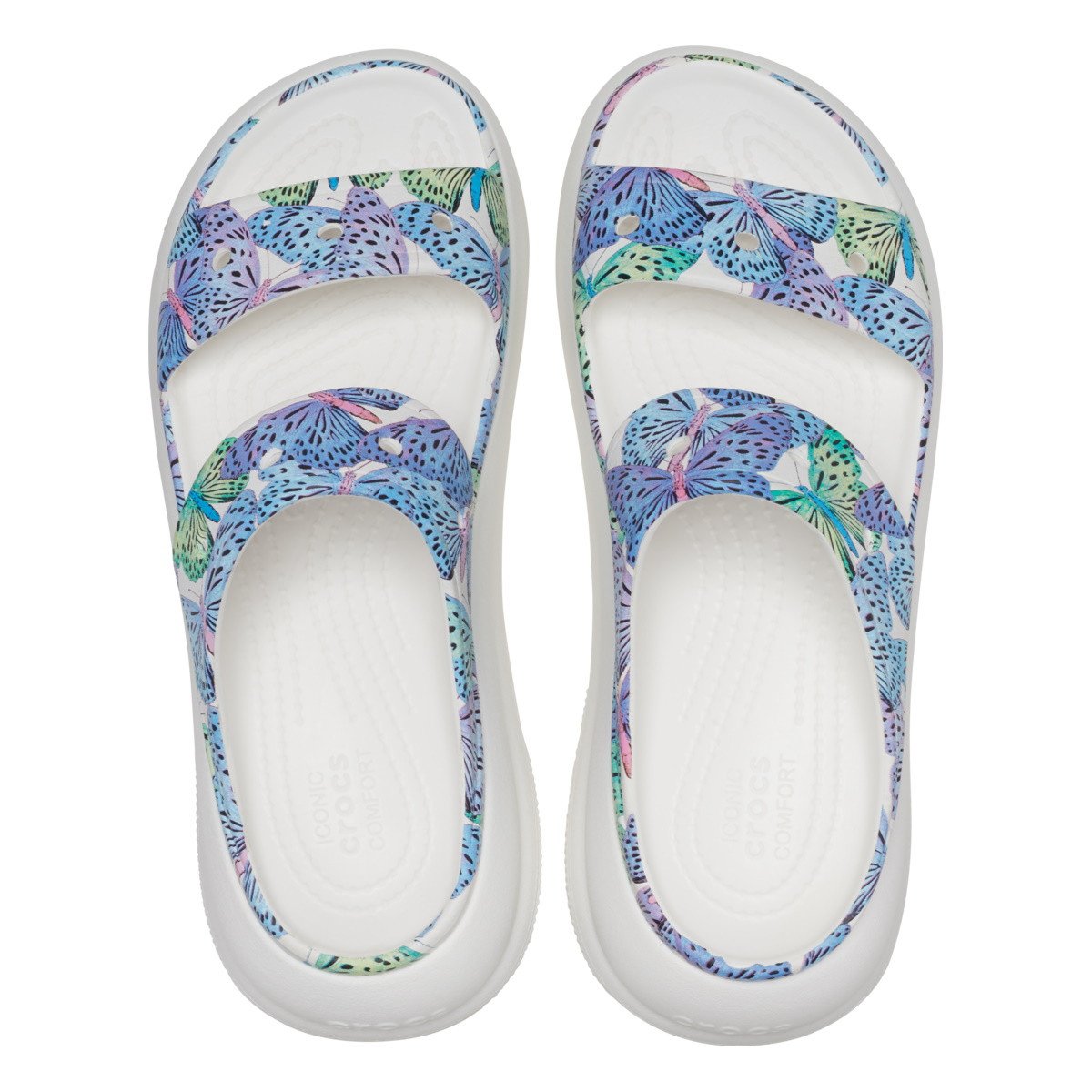 Sandale Crocs Classic Crush Butterfly Sandal Alb - White/Multi - 4 | YEO