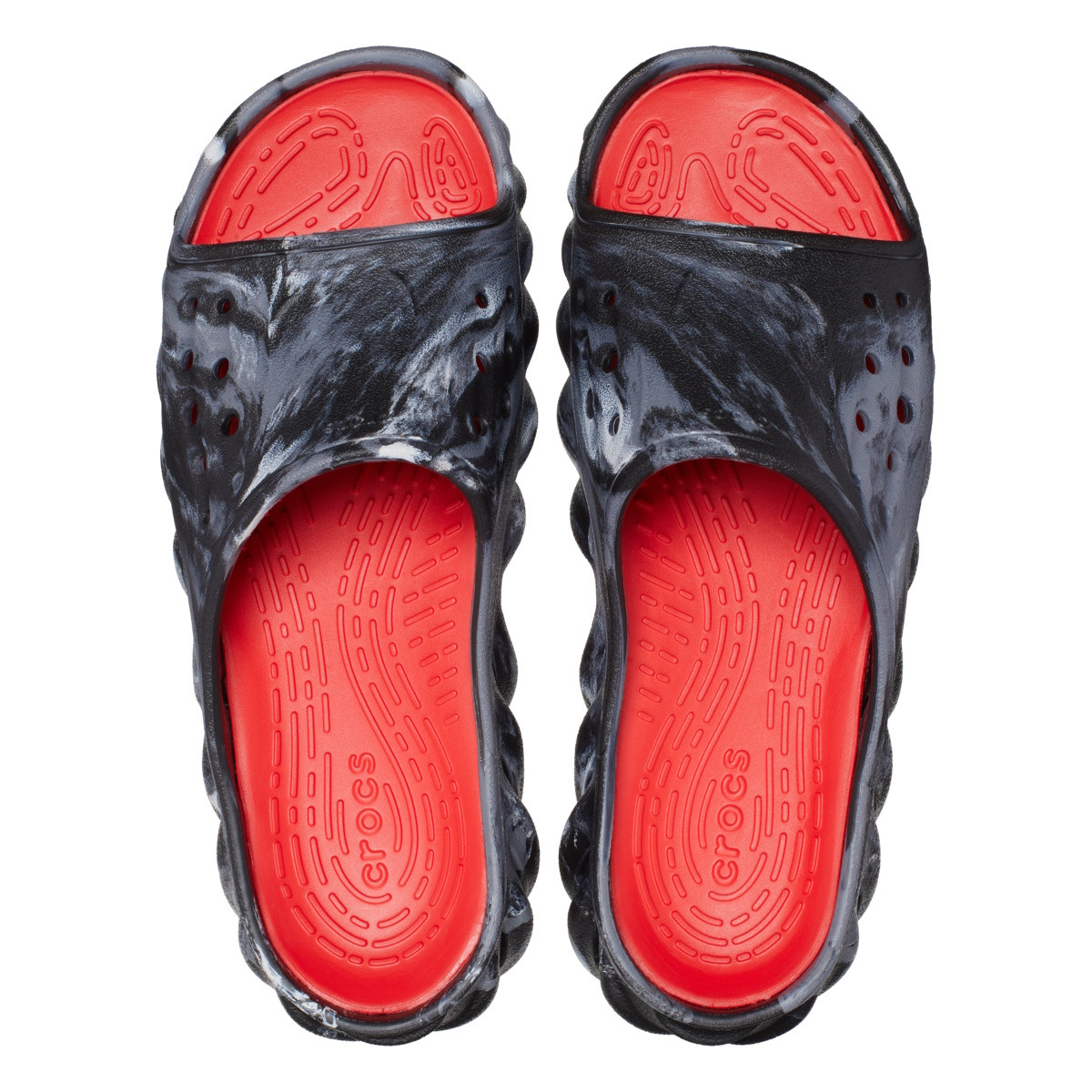 Papuci Crocs Echo Marbled Slide Negru - Black/Flame - 4 | YEO