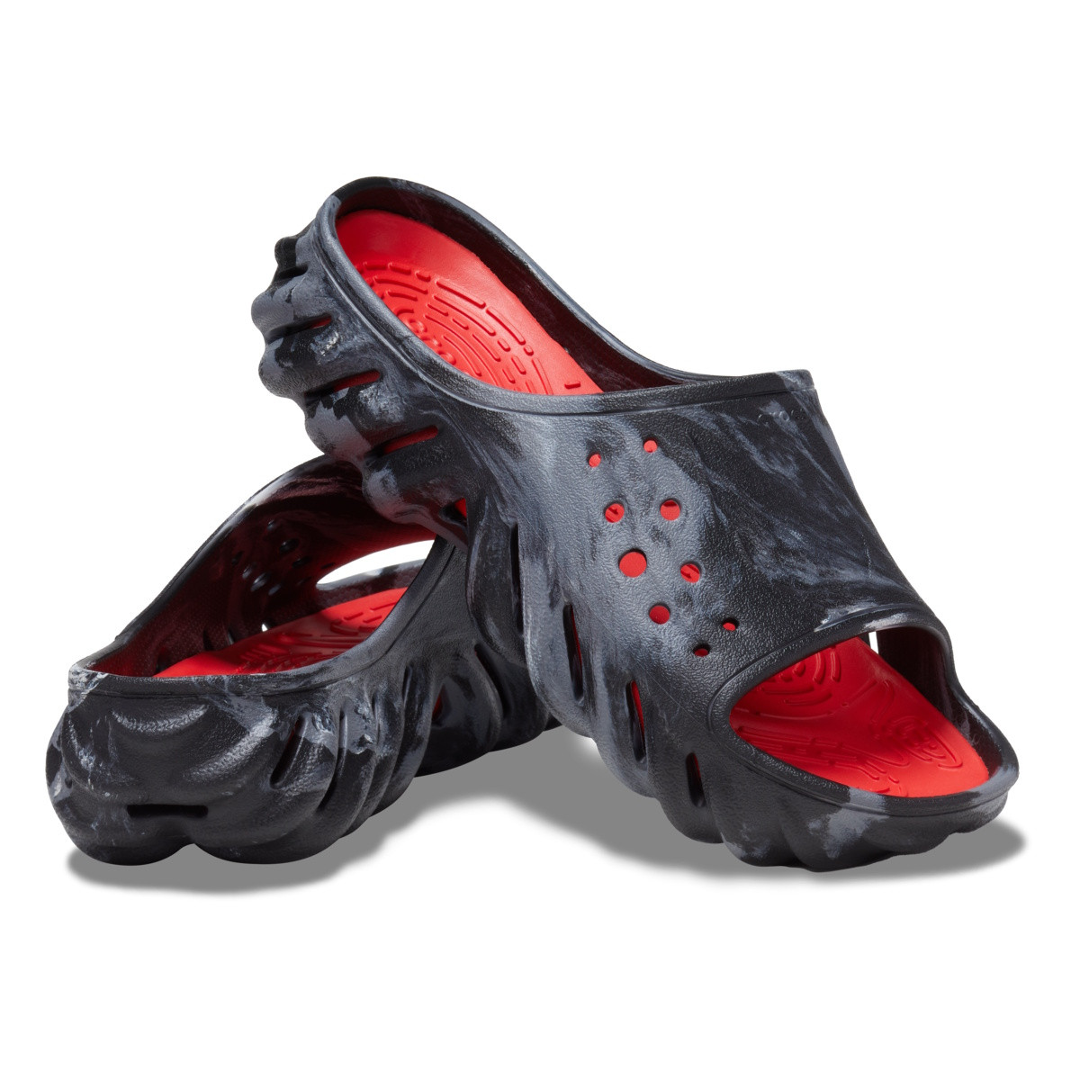 Papuci Crocs Echo Marbled Slide Negru - Black/Flame - 3 | YEO