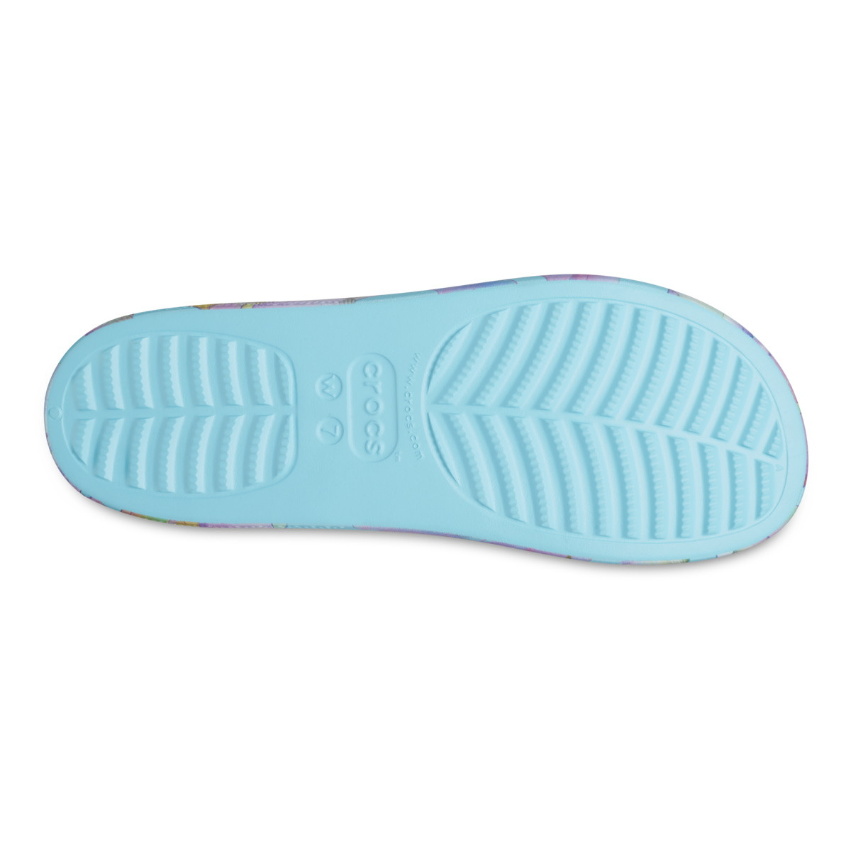 Papuci Crocs Classic Platform Palm Print Slide Albastru deschis - Neptune/Multi