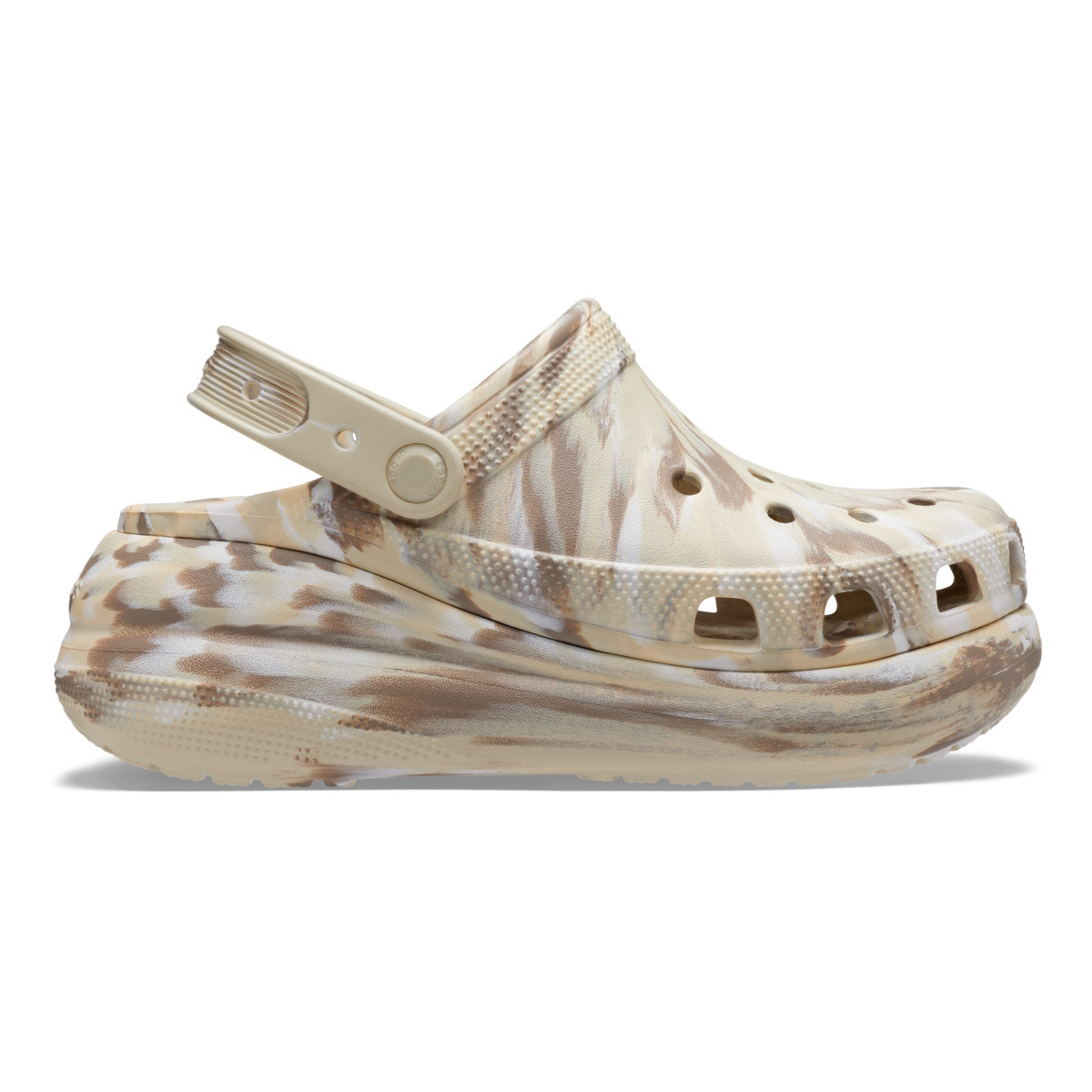Saboți crocs classic crush marbled clog bej - bone/multi