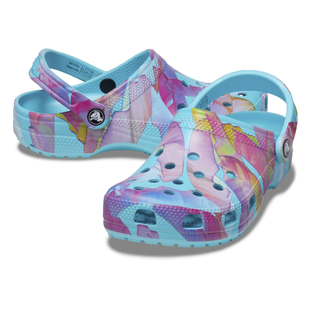 Saboti Crocs Classic Palm Print Clog Albastru deschis - Neptune/Multi - 3 | YEO