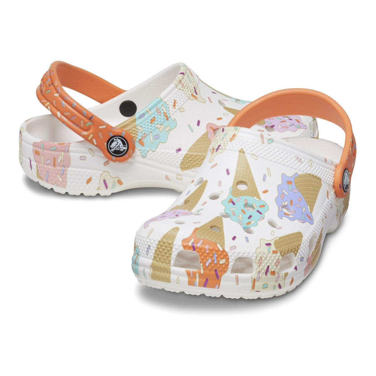Saboti Crocs Toddler Classic Ice Cream Graphic Clog Alb - White/Multi - 3 | YEO