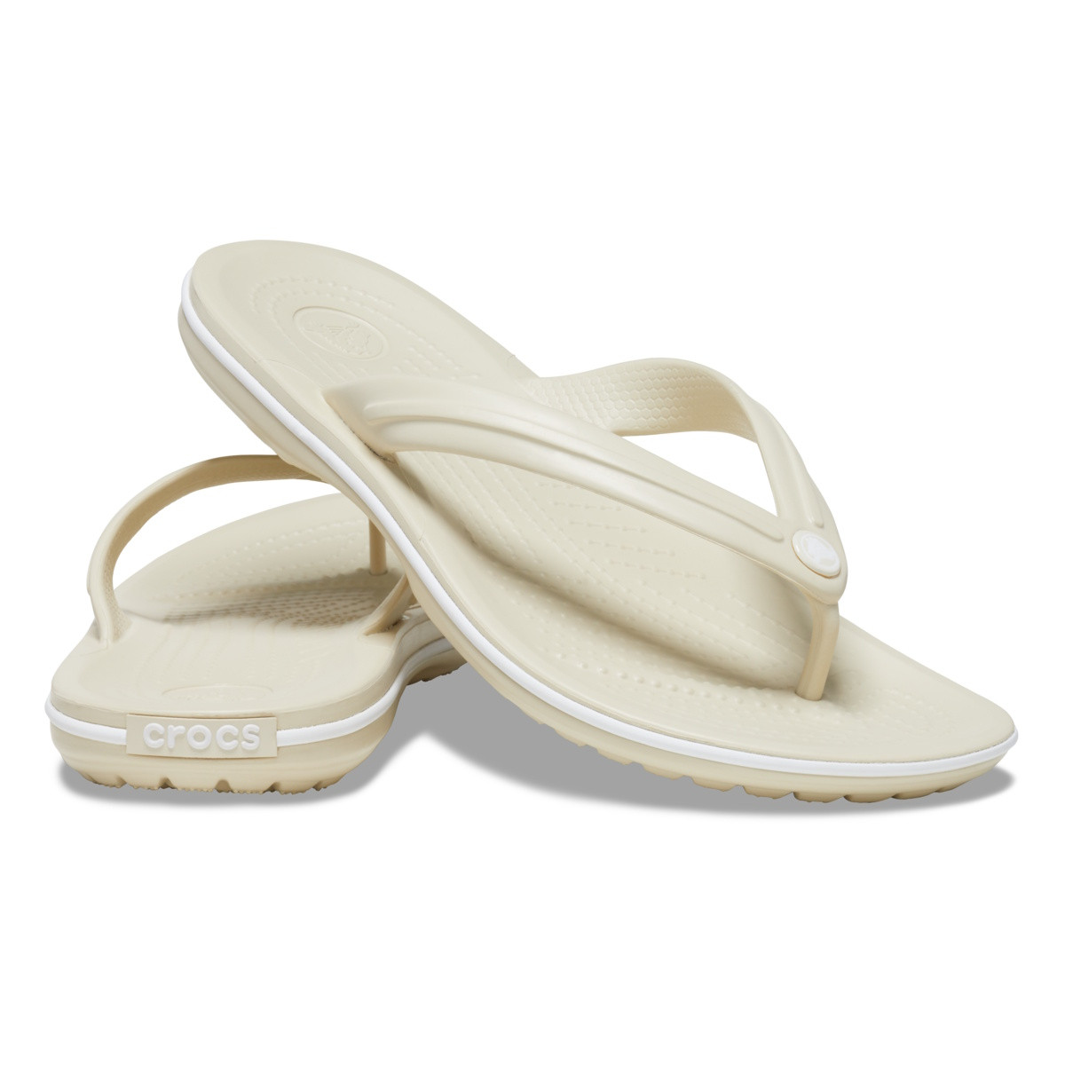 Slapi Crocs Crocband Flip Bej - Bone - 3 | YEO