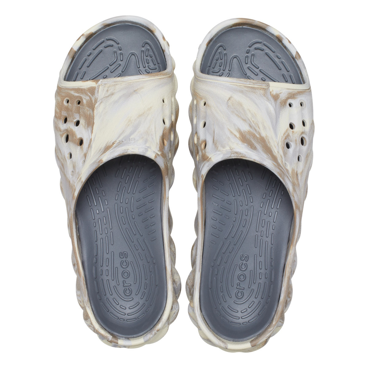 Papuci Crocs Echo Marbled Slide Bej - Bone/Multi - 4 | YEO