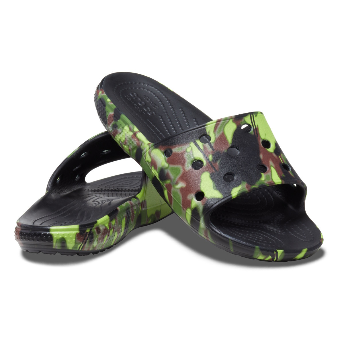 Papuci Crocs Classic Spray Camo Slide Negru - Black - 3 | YEO