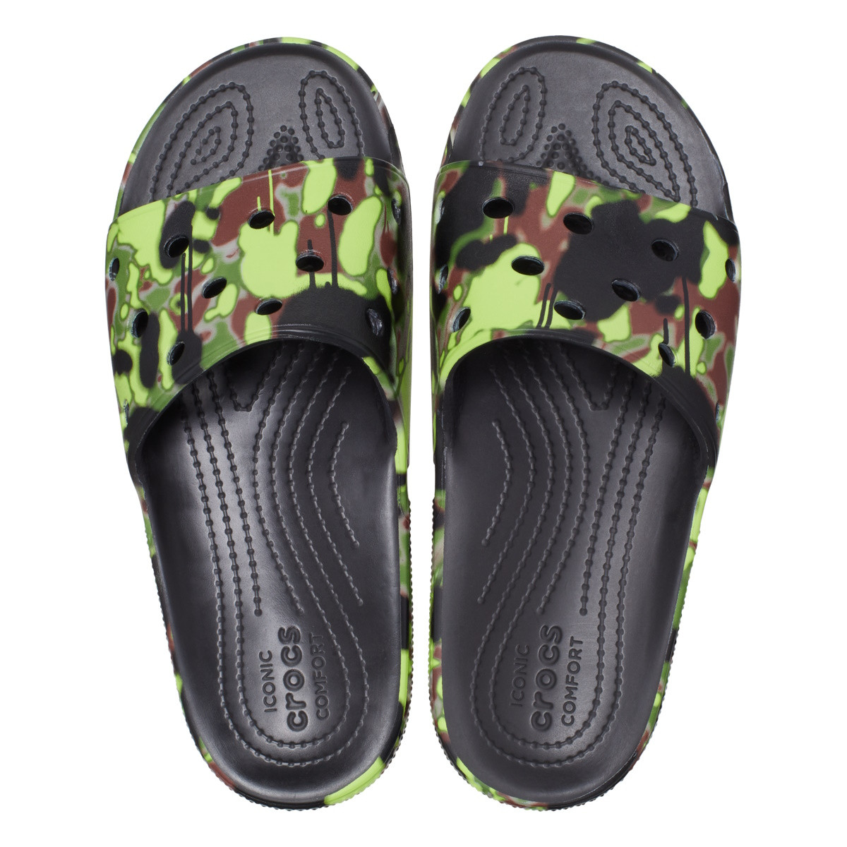 Papuci Crocs Classic Spray Camo Slide Negru - Black - 4 | YEO