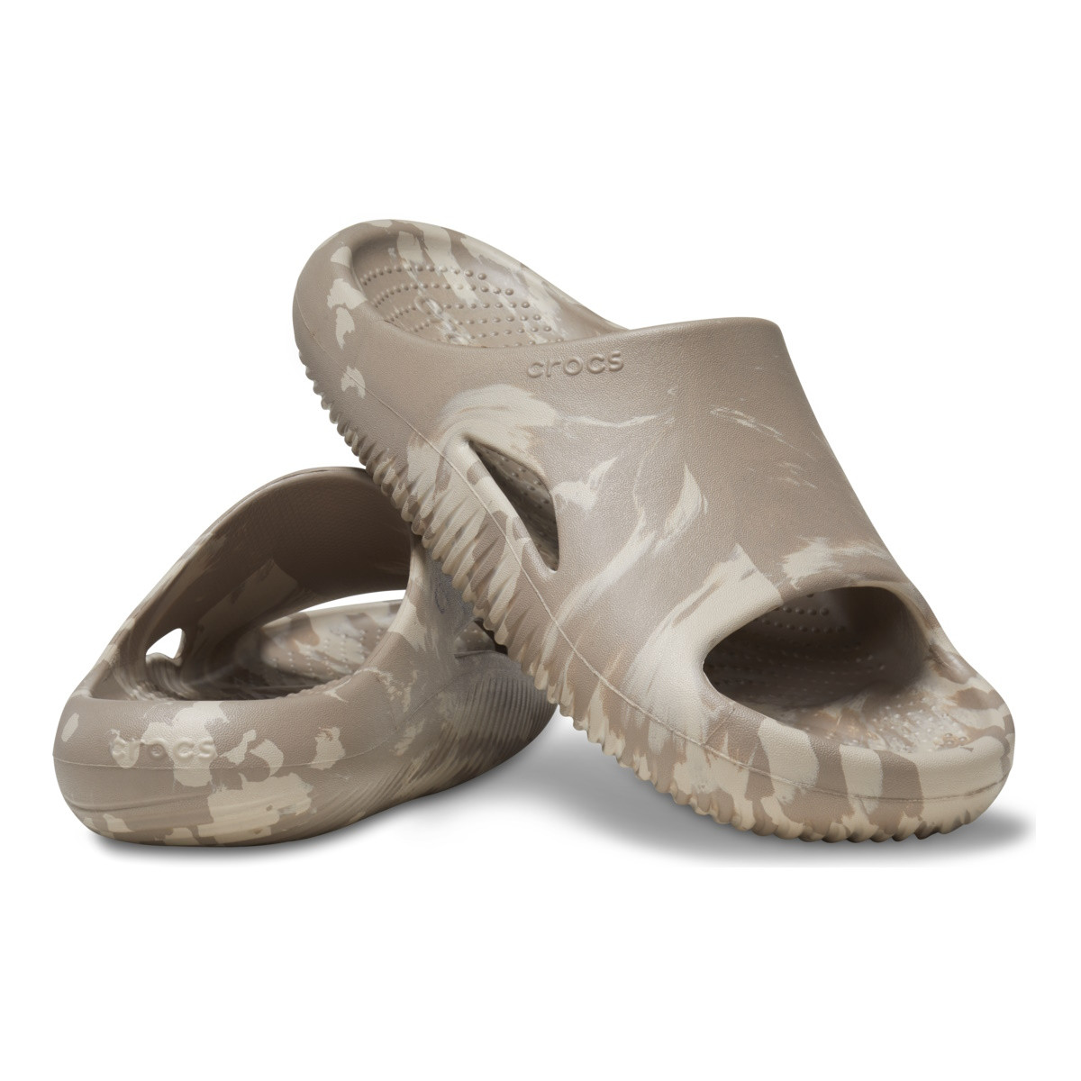 Papuci Crocs Mellow Marbled Slide Bej - Mushroom/Cobblestone - 3 | YEO