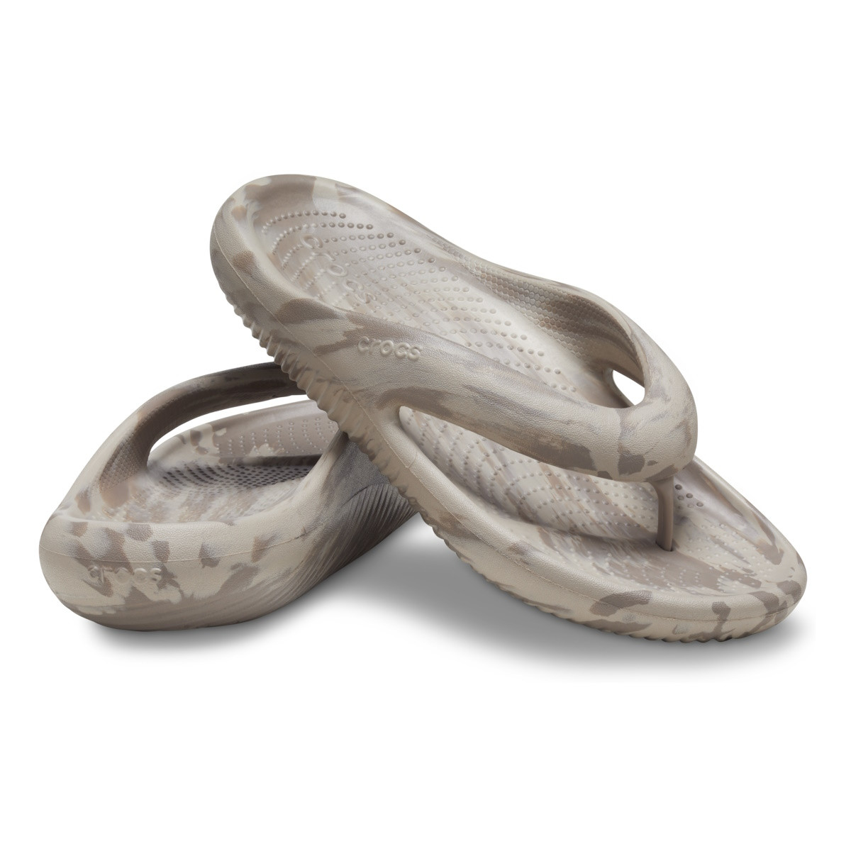 Șlapi Crocs Classic Mellow Marbled Flip Bej - Mushroom/Cobblestone - 3 | YEO