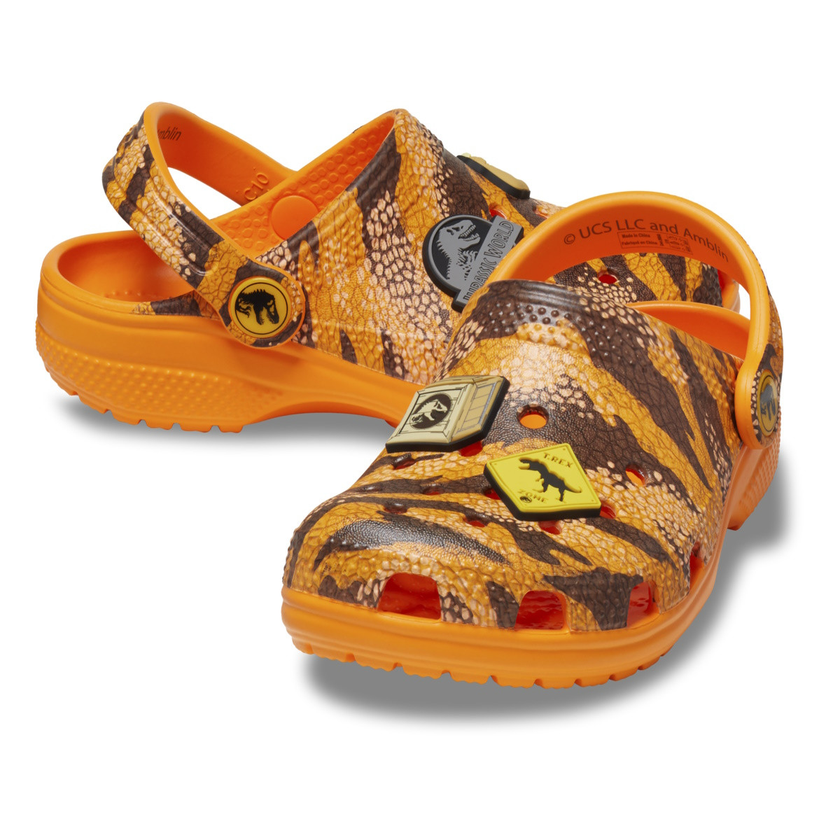 Saboti Crocs Classic Toddler Jurassic World Clog Portocaliu - Orange Zing - 3 | YEO