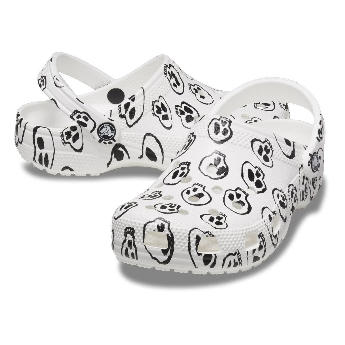 Saboti Crocs Classic Skull Print Clog Alb - White/Black - 3 | YEO