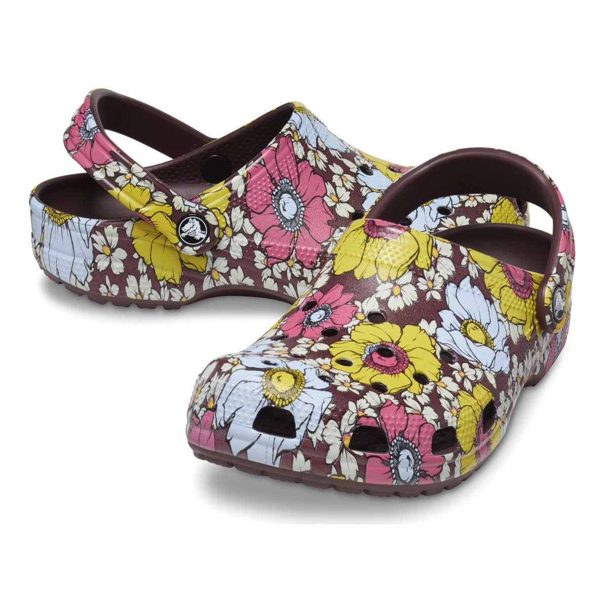 Saboti Crocs Classic Retro Floral Clog Multicolor - Dark Cherry/Multi - 3 | YEO