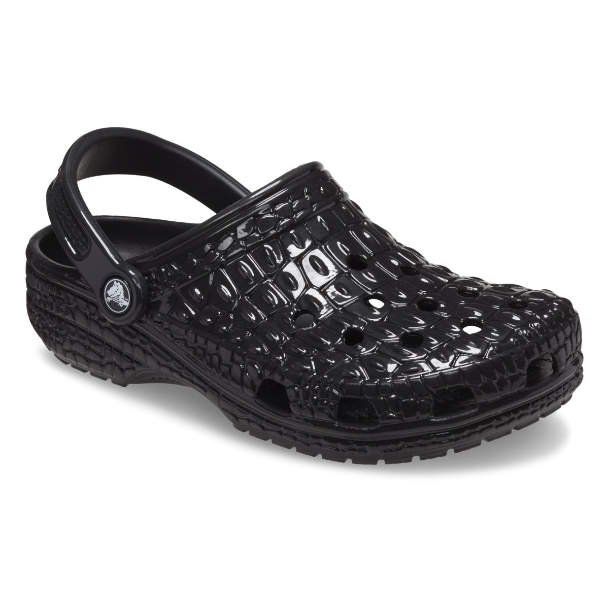 Saboti Crocs Classic Metallic Crocskin Clog Negru - Black - 2 | YEO