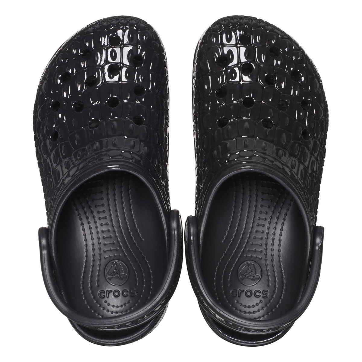 Saboti Crocs Classic Metallic Crocskin Clog Negru - Black - 4 | YEO