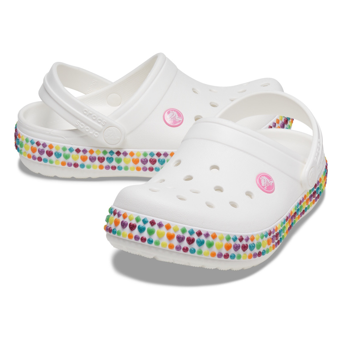 Saboți Crocs Crocband Gem Band Clog Kids Alb - White - 3 | YEO