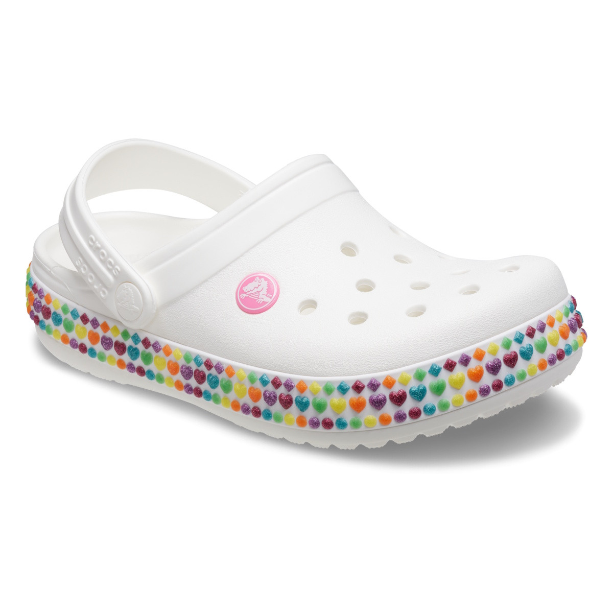 Saboți Crocs Crocband Gem Band Clog Kids Alb - White - 1 | YEO
