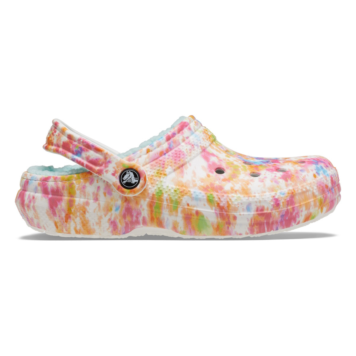 Saboti crocs classic tie-dye lined clog portocaliu - orange zing/multi