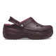 Saboti Crocs Classic Platform Lined Clog Culoare Bordo - Dark Cherry