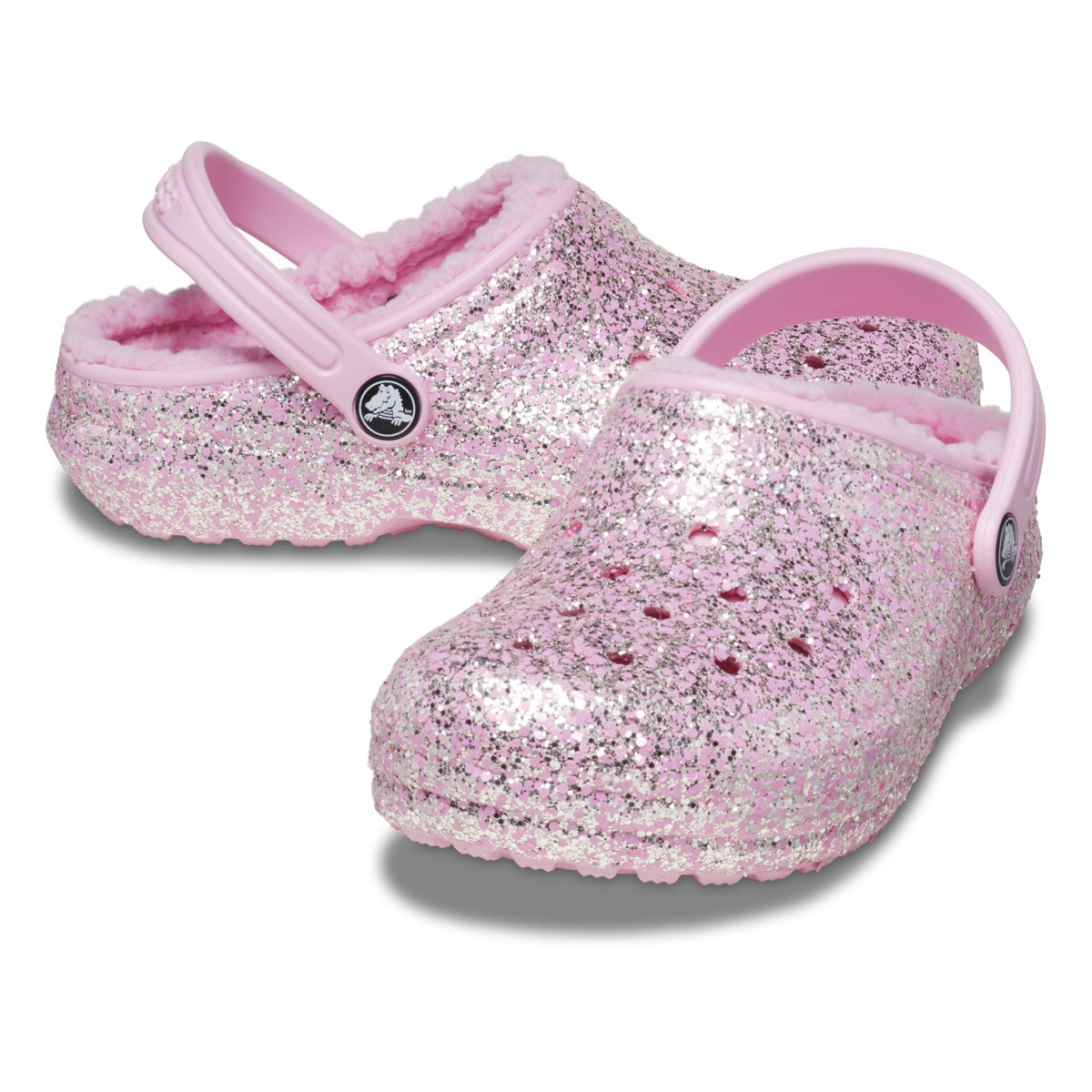Saboti Crocs Toddler Classic Glitter Lined Clog Roz - Flamingo - 3 | YEO