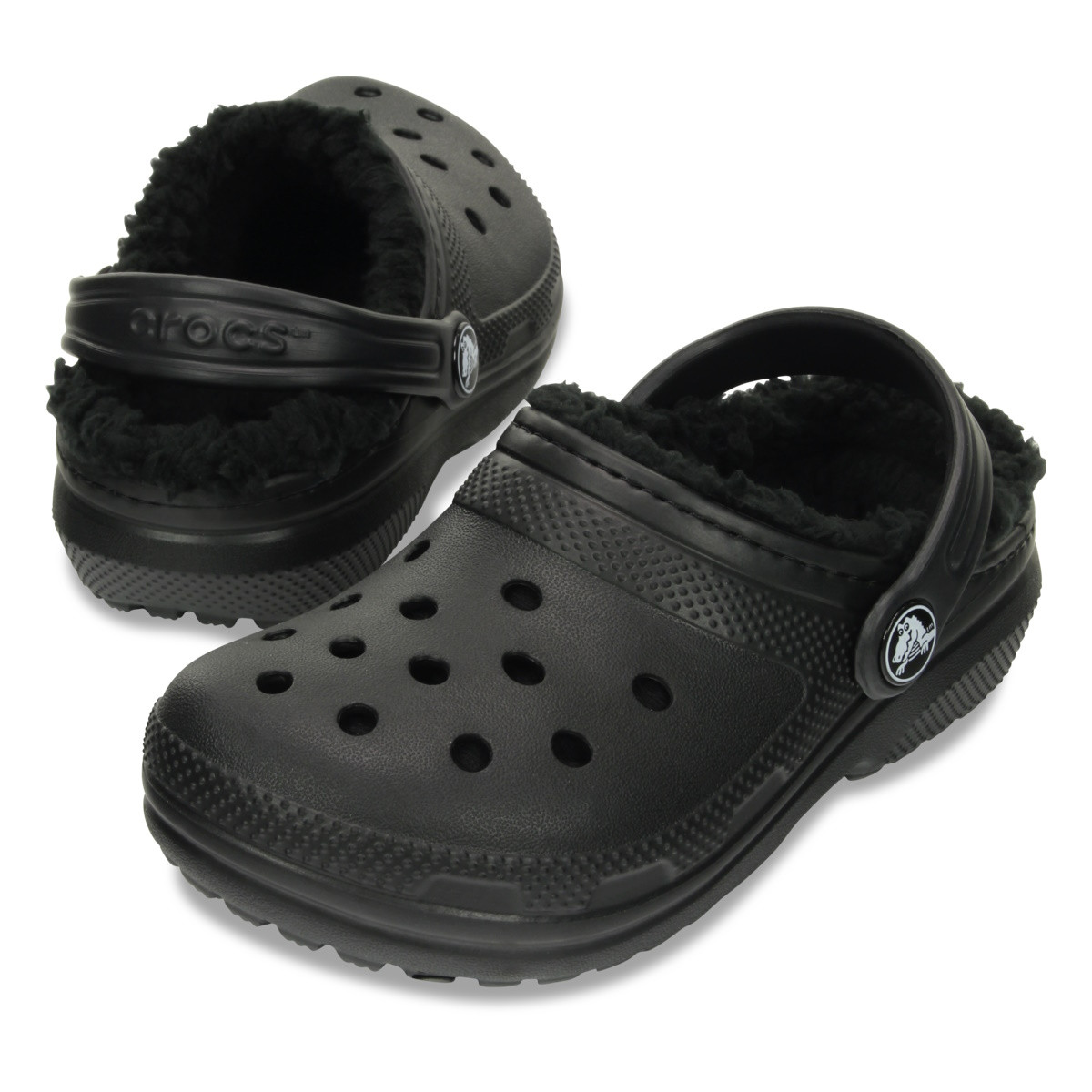 Saboti Crocs New Classic Lined Clog Kids Negru - Black/Black - 3 | YEO