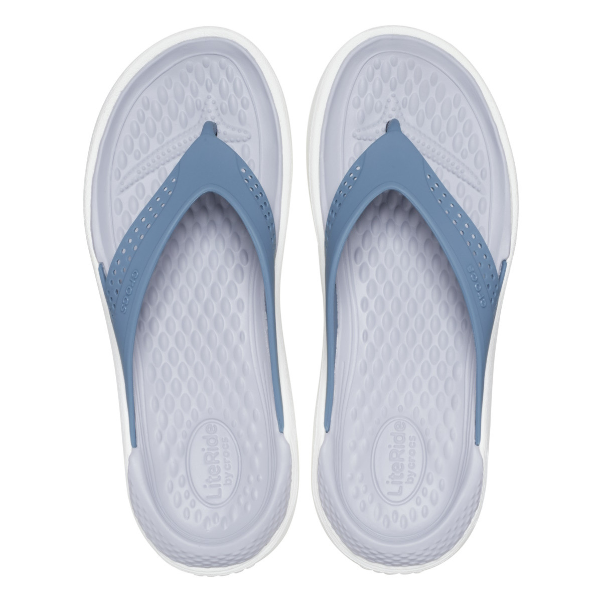 Slapi Crocs LiteRide Flip Albastru - Blue Steel/Microchip - 4 | YEO