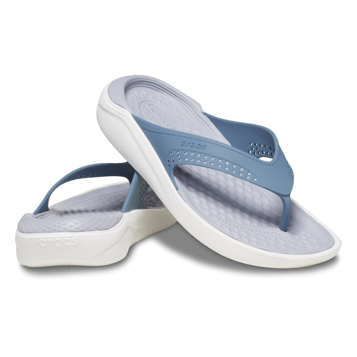 Slapi Crocs LiteRide Flip Albastru - Blue Steel/Microchip - 3 | YEO