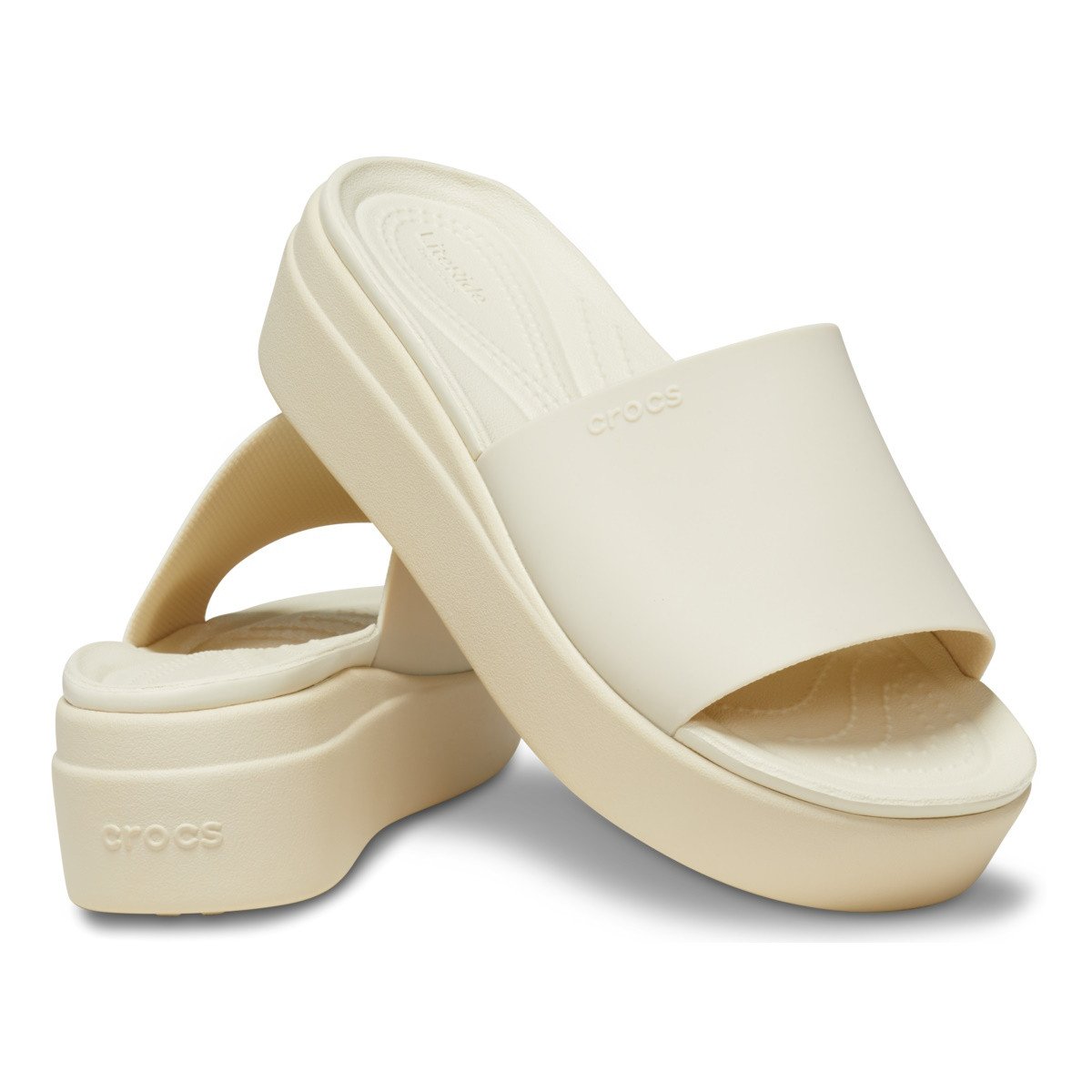 Papuci Crocs Brooklyn Slide Bej - Bone - 3 | YEO