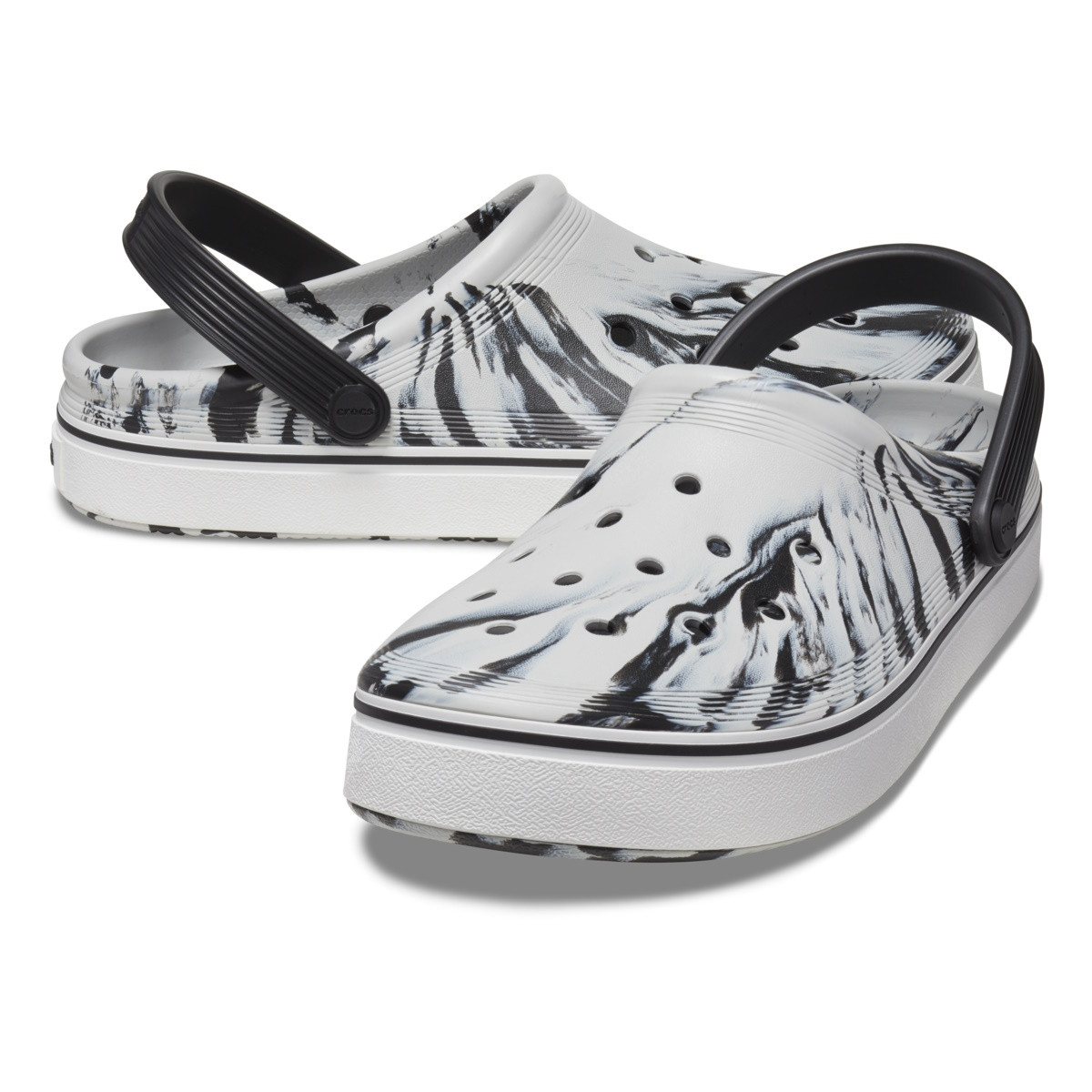 Saboti Crocs Off Court Marbled Clog Negru - Black/White - 3 | YEO