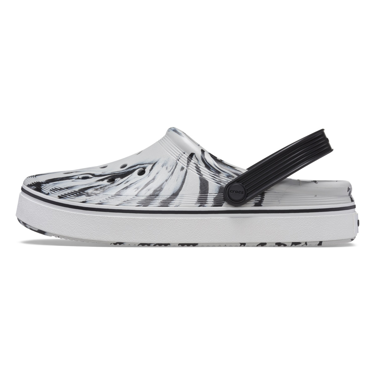 Saboti Crocs Off Court Marbled Clog Negru - Black/White - 2 | YEO