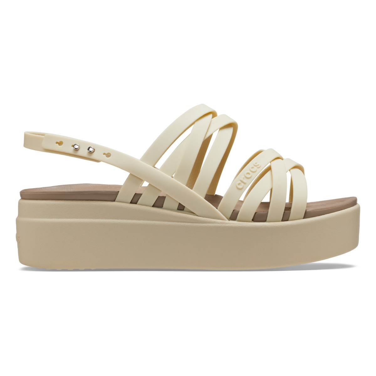 Sandale Crocs Brooklyn Strappy Low Wedge Bej - Bone - 1 | YEO