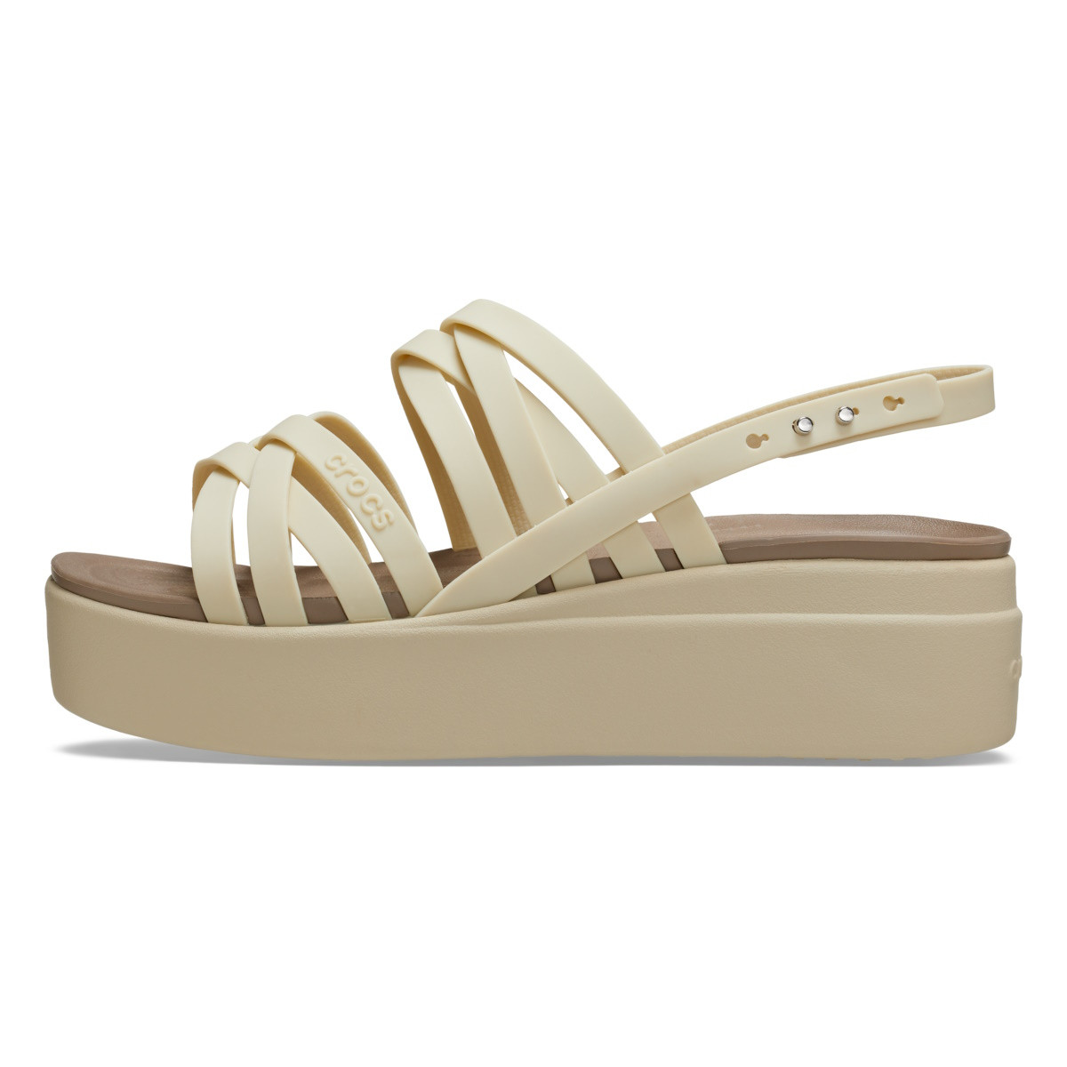 Sandale Crocs Brooklyn Strappy Low Wedge Bej - Bone - 2 | YEO