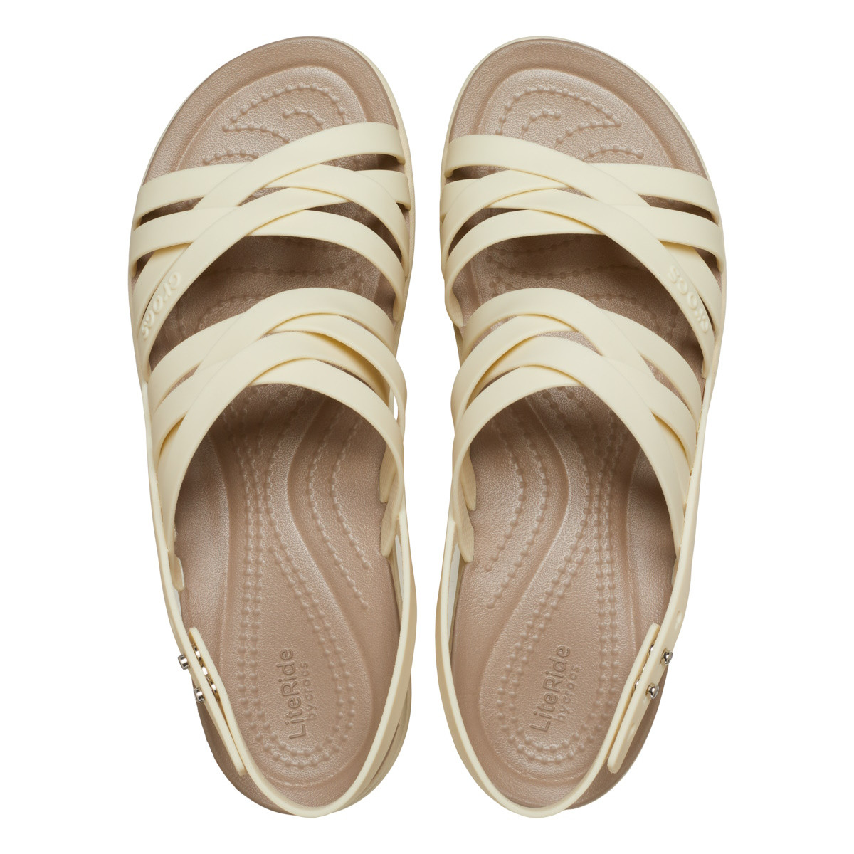 Sandale Crocs Brooklyn Strappy Low Wedge Bej - Bone - 4 | YEO