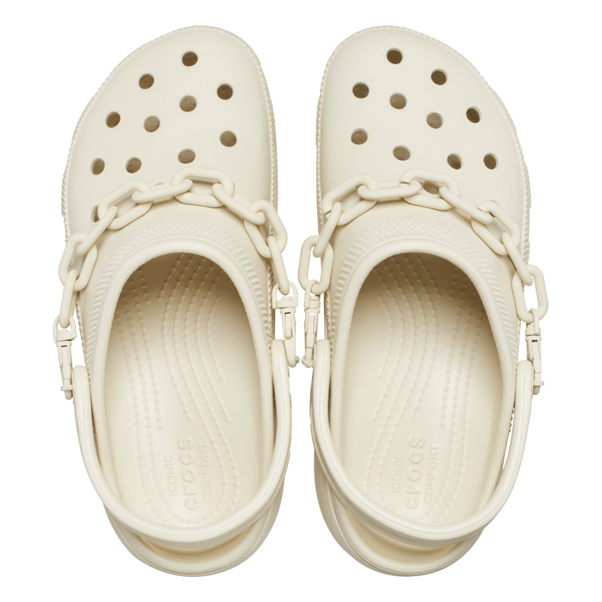 Saboți Crocs Classic Platform Chain Clog Bej - Bone - 4 | YEO
