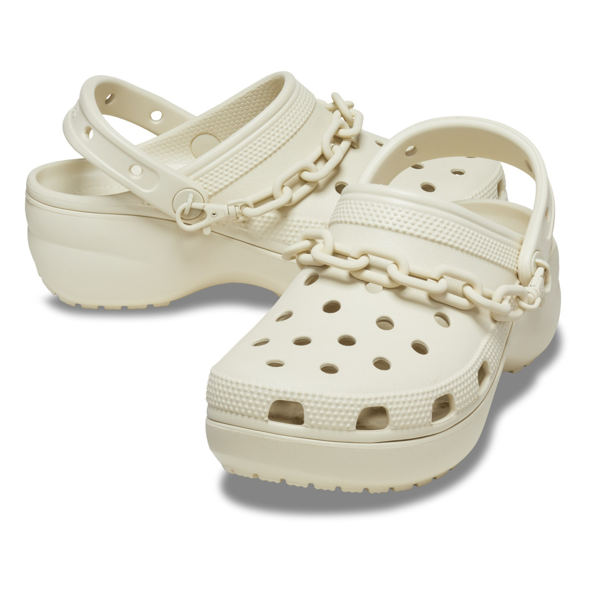 Saboți Crocs Classic Platform Chain Clog Bej - Bone - 3 | YEO