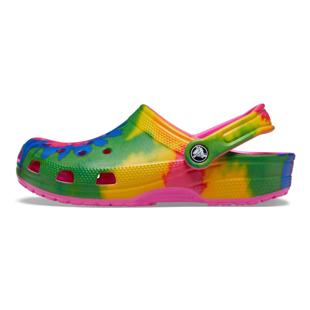 Saboti Crocs Classic Tie-Dye Graphic Clog Roz - Electric Pink/Multi - 2 | YEO
