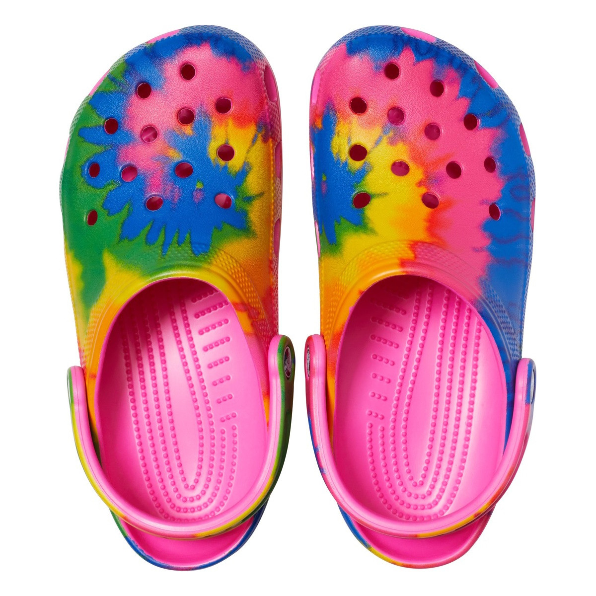 Saboti Crocs Classic Tie-Dye Graphic Clog Roz - Electric Pink/Multi - 4 | YEO