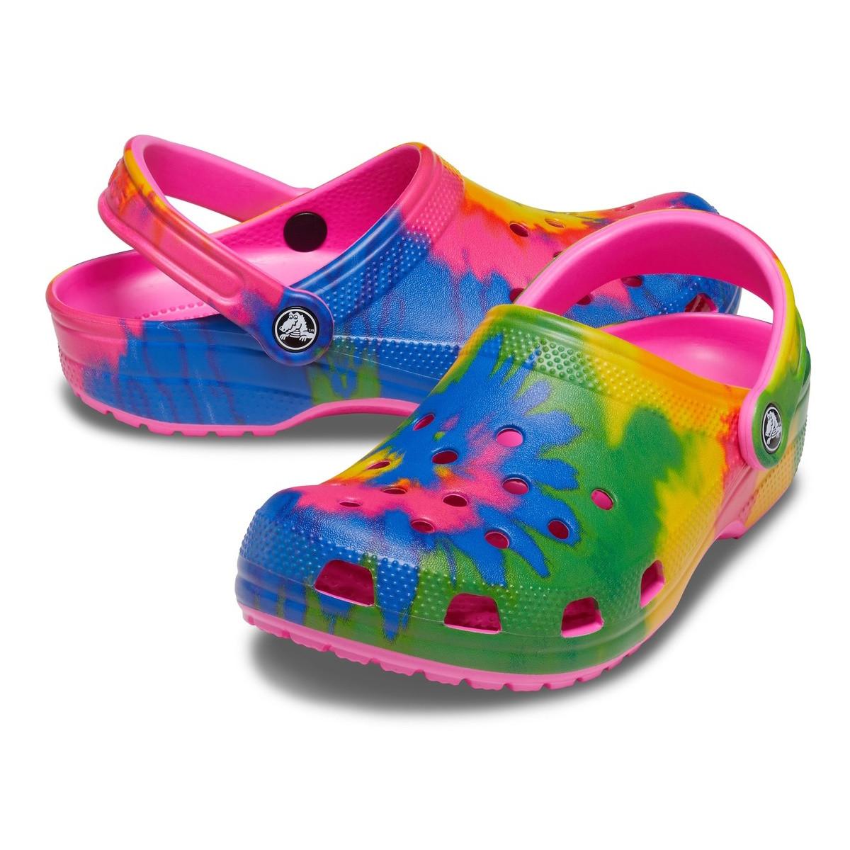 Saboti Crocs Classic Tie-Dye Graphic Clog Roz - Electric Pink/Multi - 3 | YEO