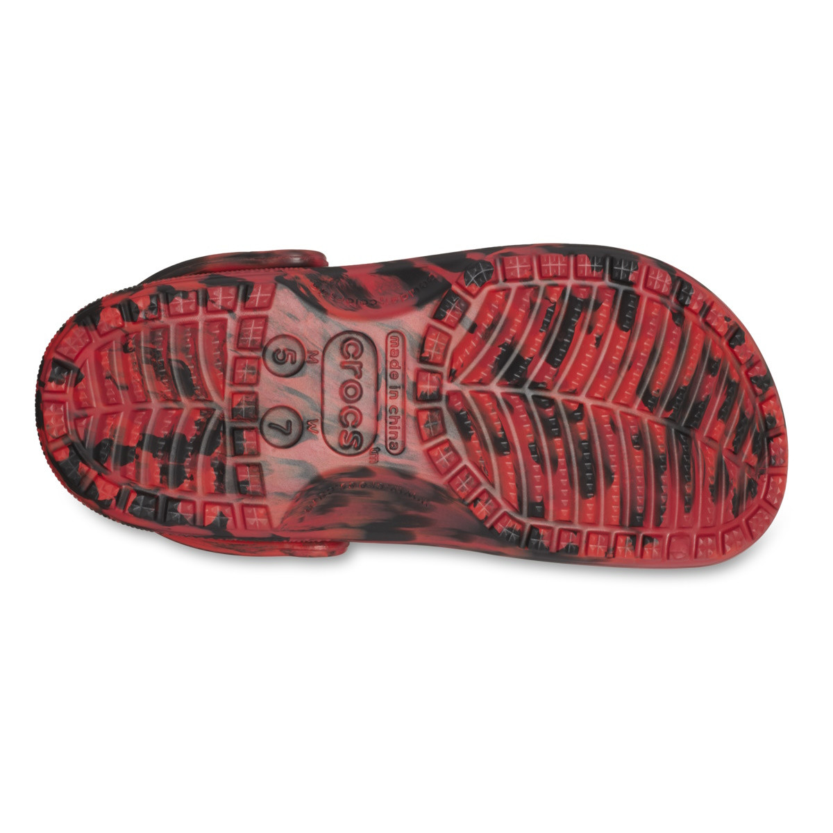 Saboți Crocs Classic Marbled Clog Rosu - Pepper/Black