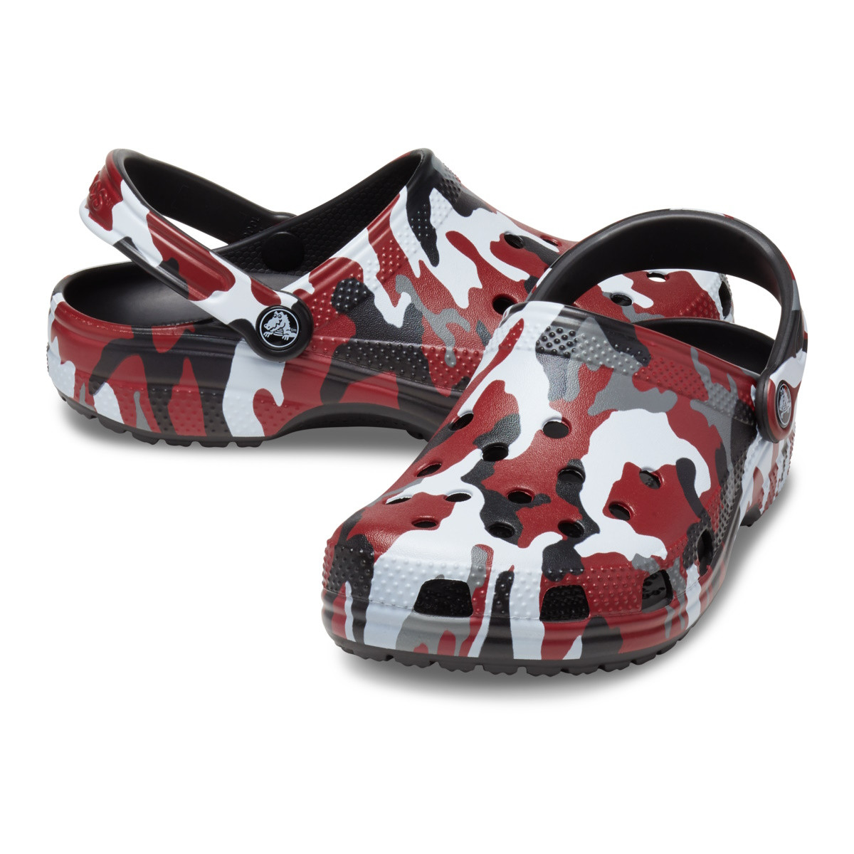 Saboti Crocs Classic Printed Camo Clog Negru - Black/Red - 3 | YEO