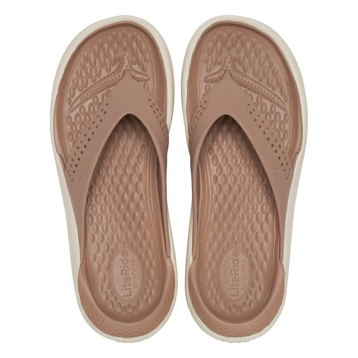 Slapi Crocs LiteRide Flip Maro - Latte/Stucco - 4 | YEO