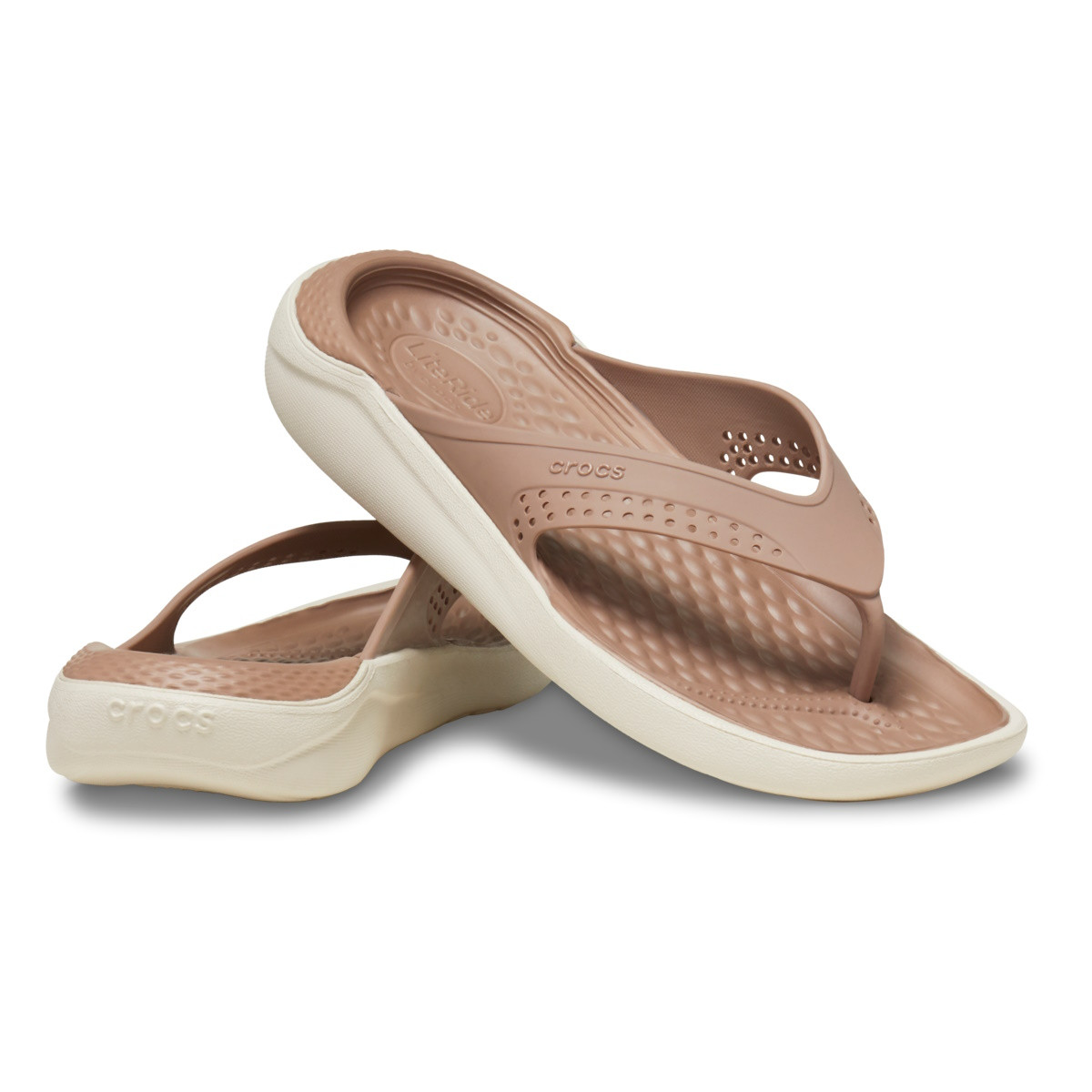 Slapi Crocs LiteRide Flip Maro - Latte/Stucco - 3 | YEO