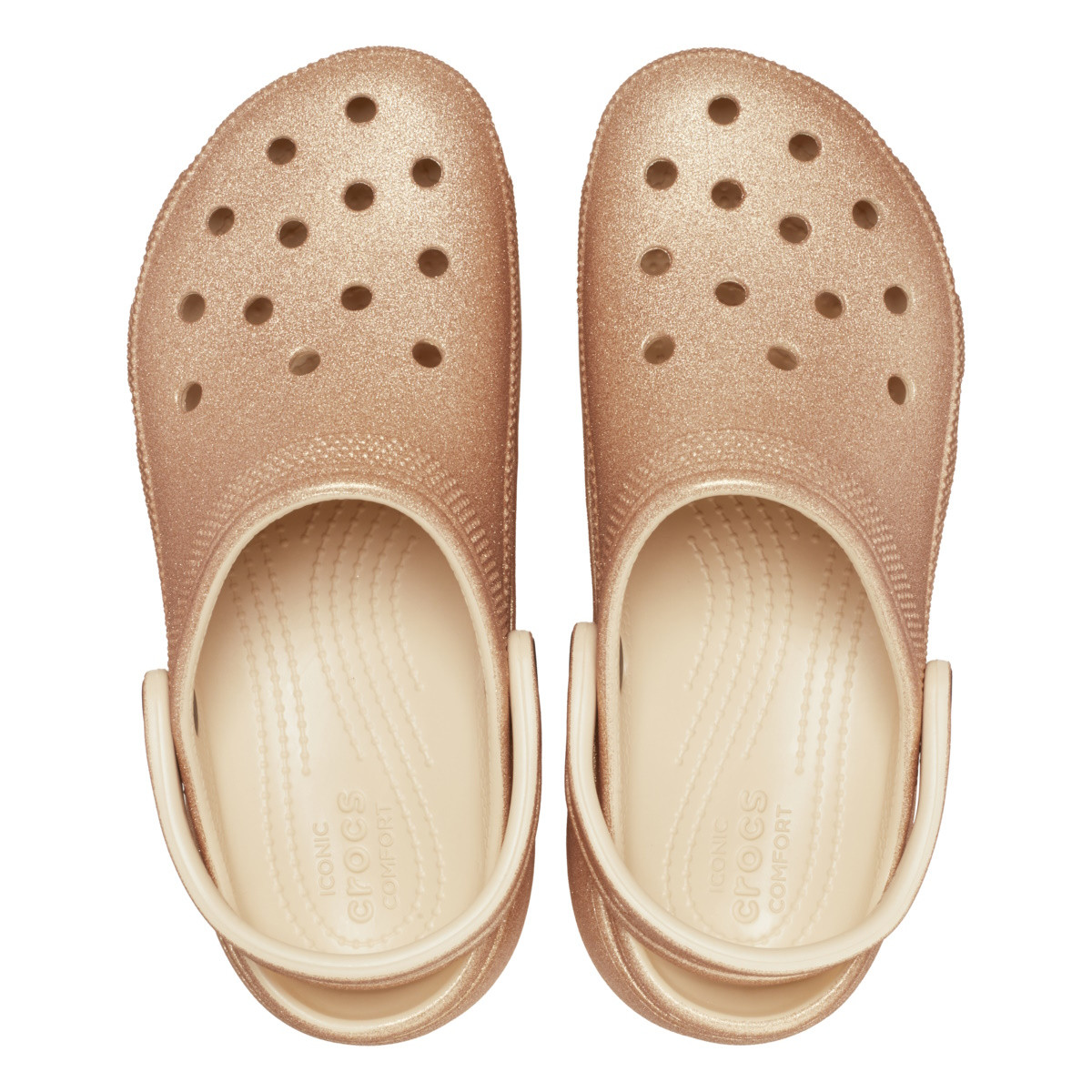 Saboți Crocs Women\'s Classic Platform Glitter Clog Bej - Shitake - 4 | YEO