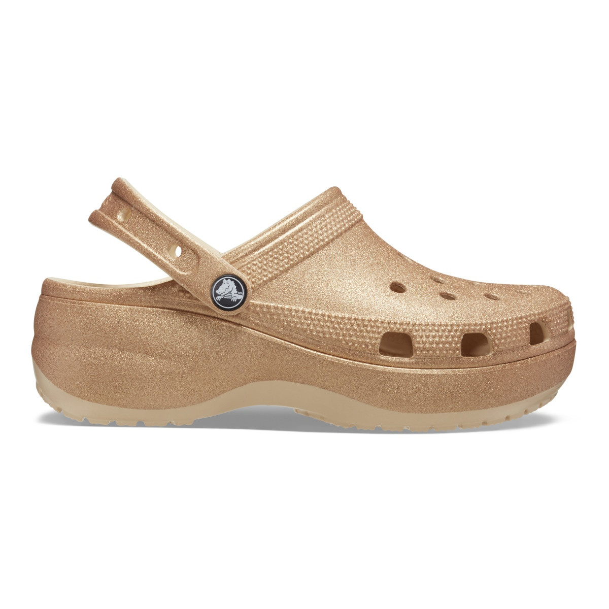 Saboți Crocs Women\'s Classic Platform Glitter Clog Bej - Shitake