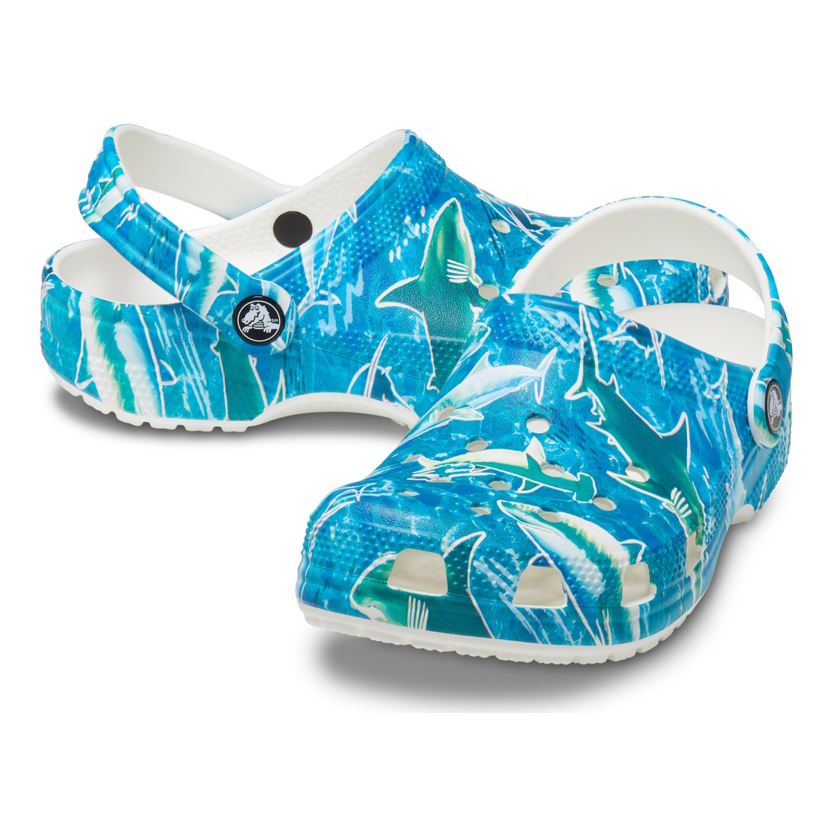 Saboti Crocs Classic Pool Party Clog Kids Albastru deschis - Shark/Ocean - 3 | YEO