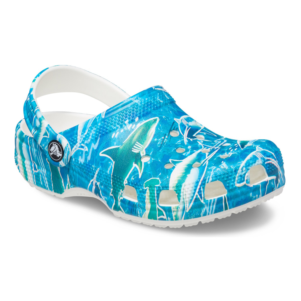 Saboti Crocs Classic Pool Party Clog Kids Albastru deschis - Shark/Ocean - 1 | YEO