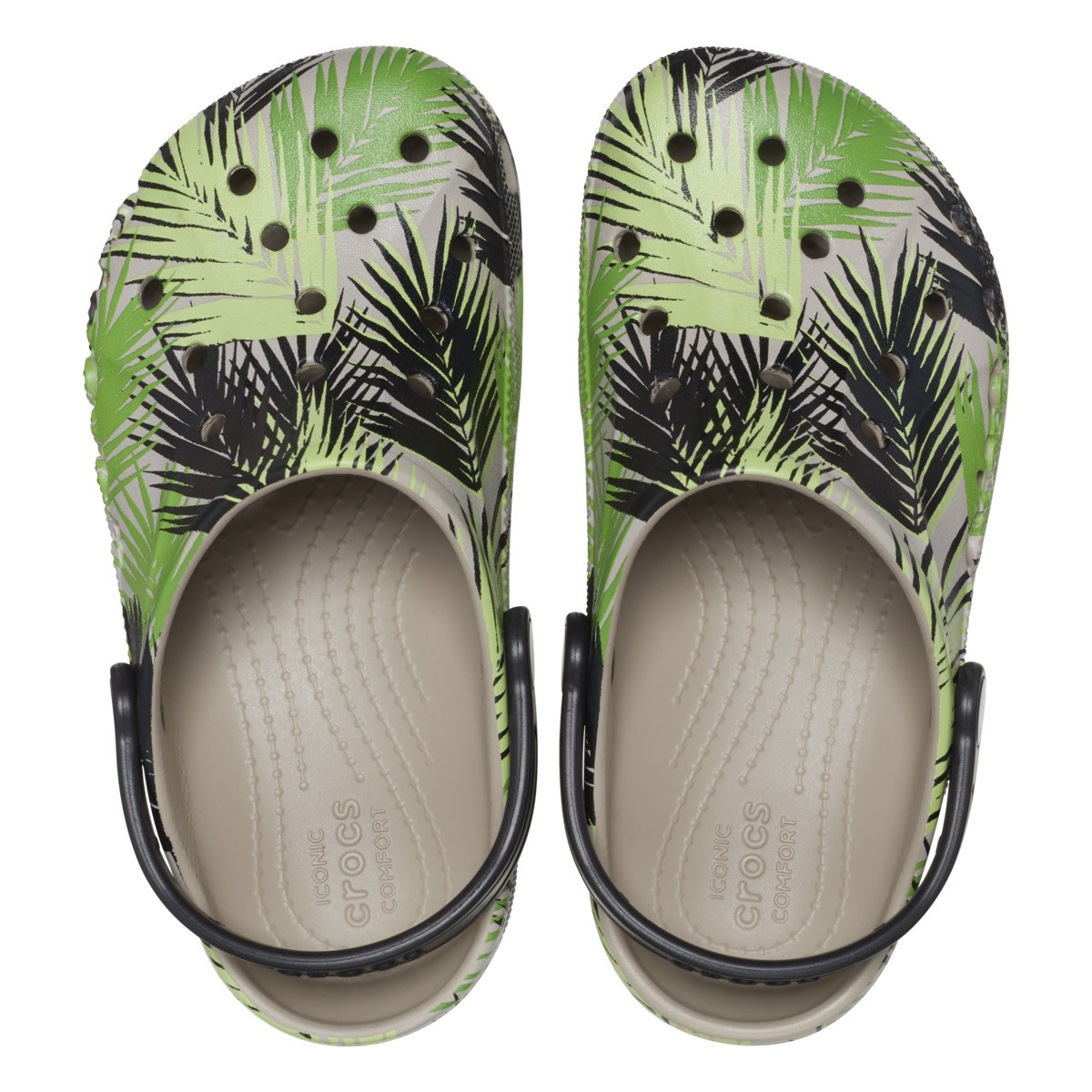 Saboți Crocs Baya Printed Clog Kids Bej - Cobblestone/Tropical - 4 | YEO