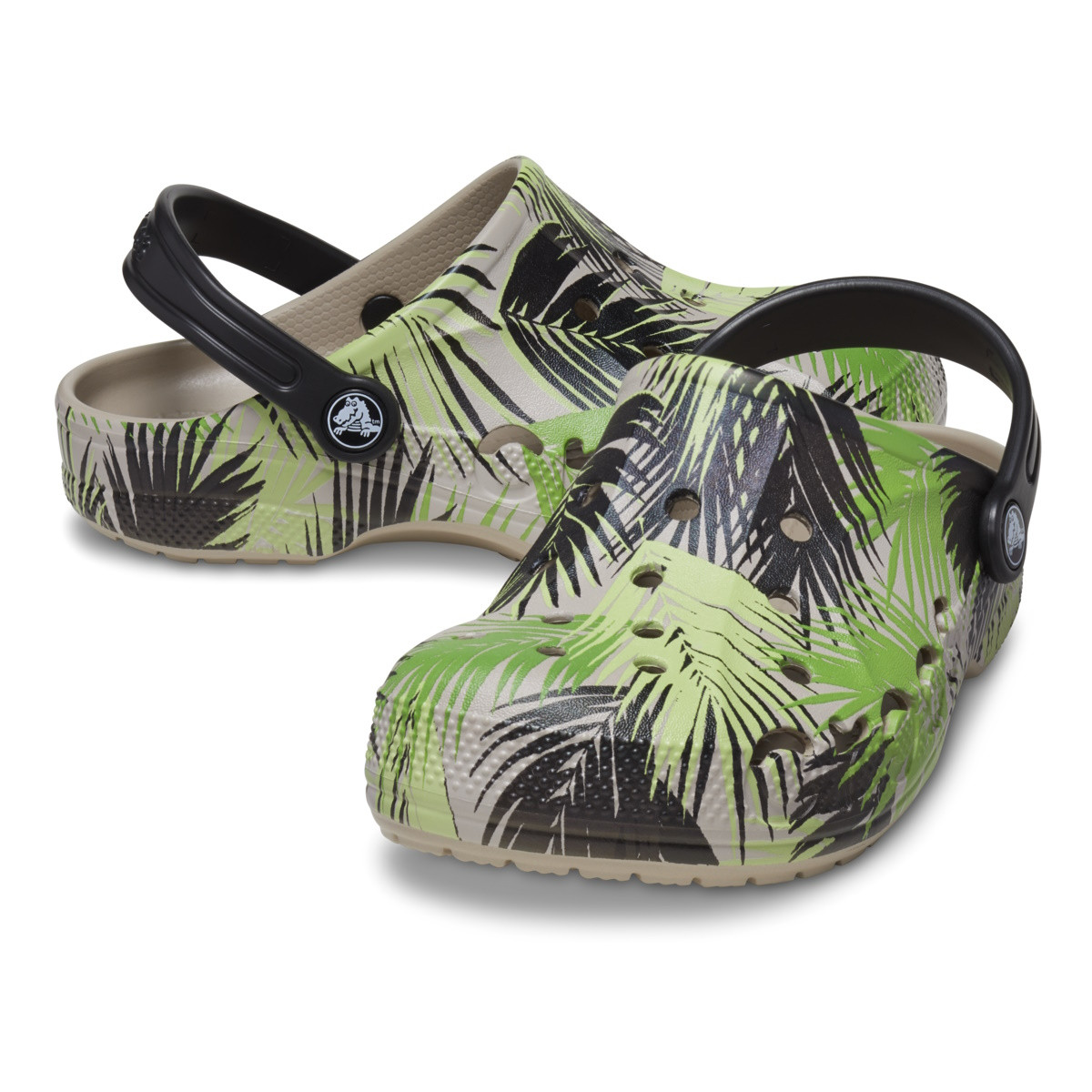 Saboți Crocs Baya Printed Clog Kids Bej - Cobblestone/Tropical - 3 | YEO