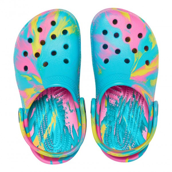 Saboti Crocs Classic Marbled Clog Kids Albastru deschis - Digital Aqua/Multi - 4 | YEO