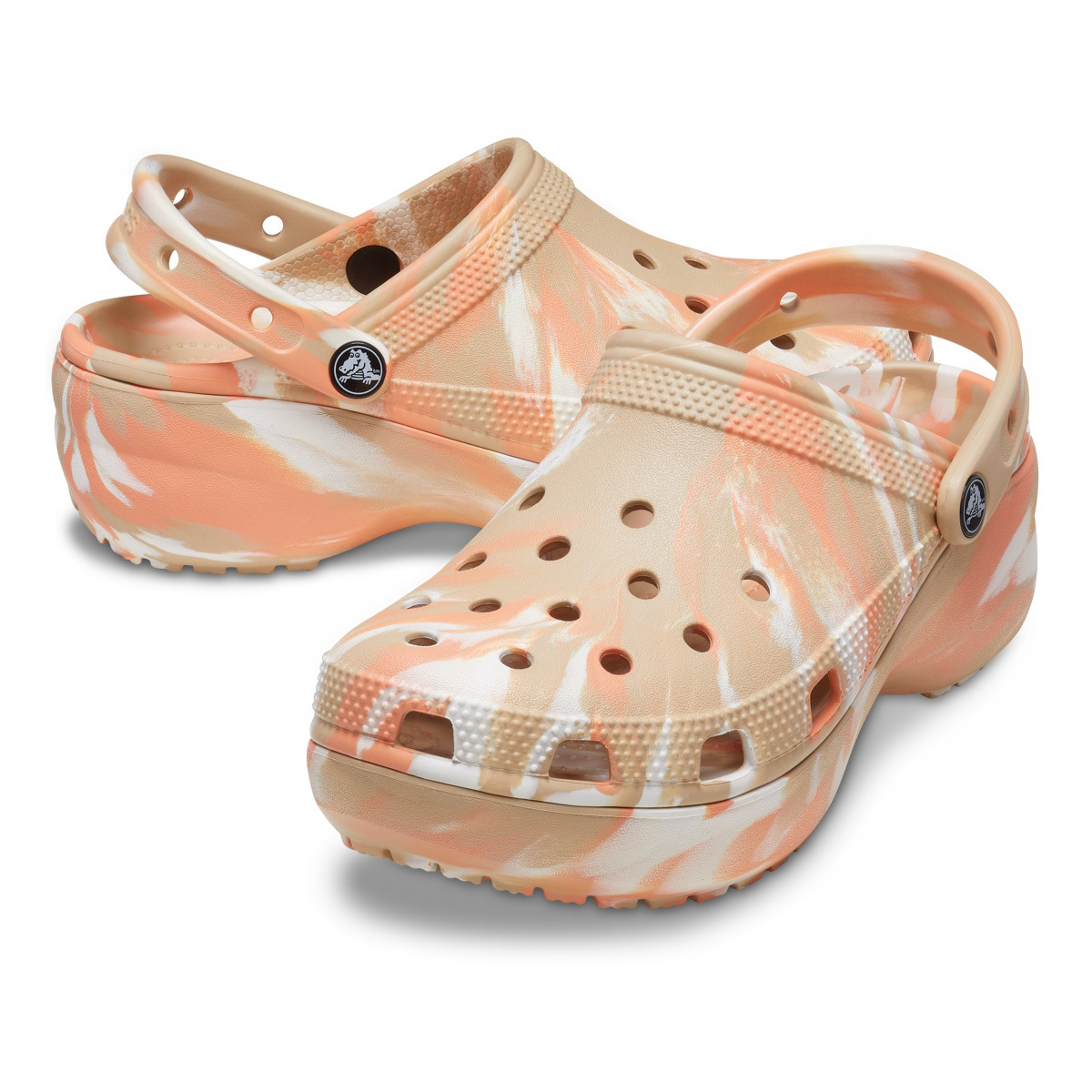 Saboți Crocs Women\'s Classic Platform Marbled Clog Maro - Chai/Multi - 3 | YEO