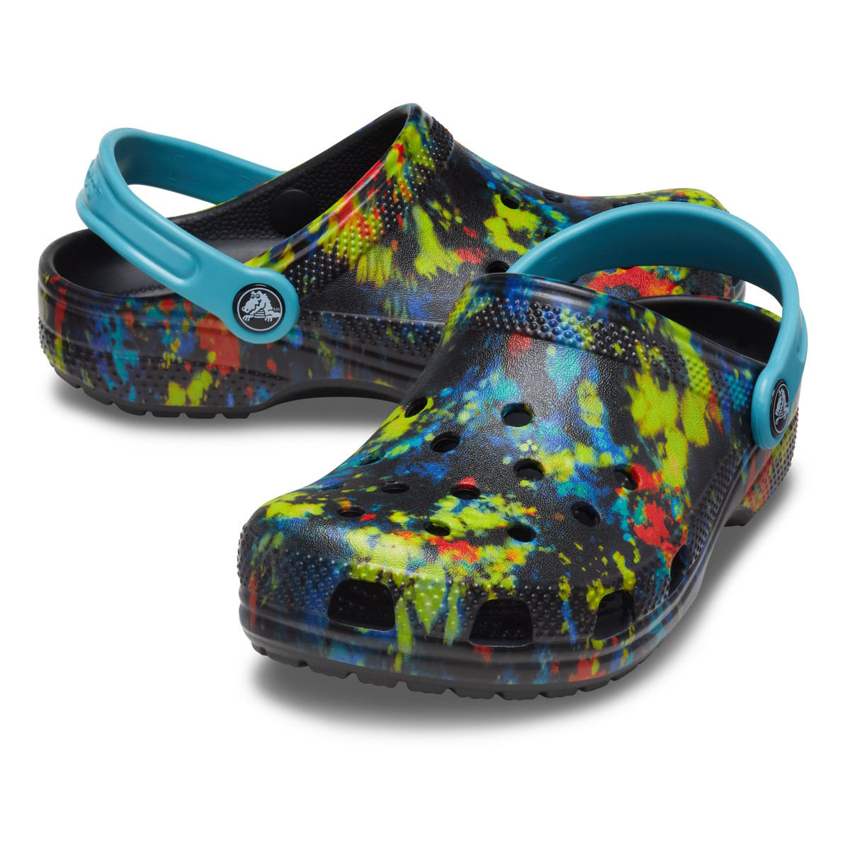 Saboți Crocs Kids\' Classic Tie-Dye Graphic New Clog Multicolor - Turq Tonic/Multi - 3 | YEO